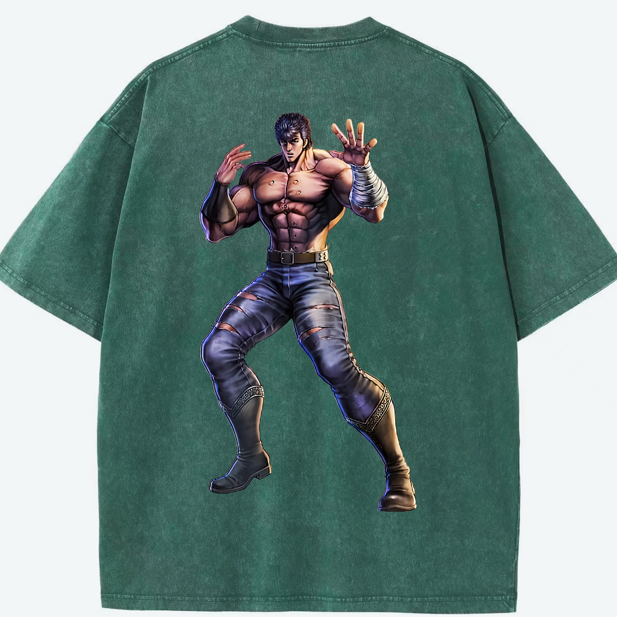 （画像用） 北斗の拳 Fist of the North Star 綿100% ヴィンテージ風 半袖Tシャツ（背面プリント）